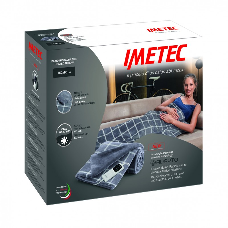 Imetec 16775 coperta cuscino elettrico Coperta elettrica 150 W Grigio, Bianco Velluto