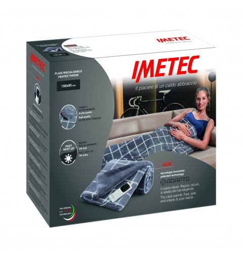 Imetec 16775 coperta cuscino elettrico Coperta elettrica 150 W Grigio, Bianco Velluto