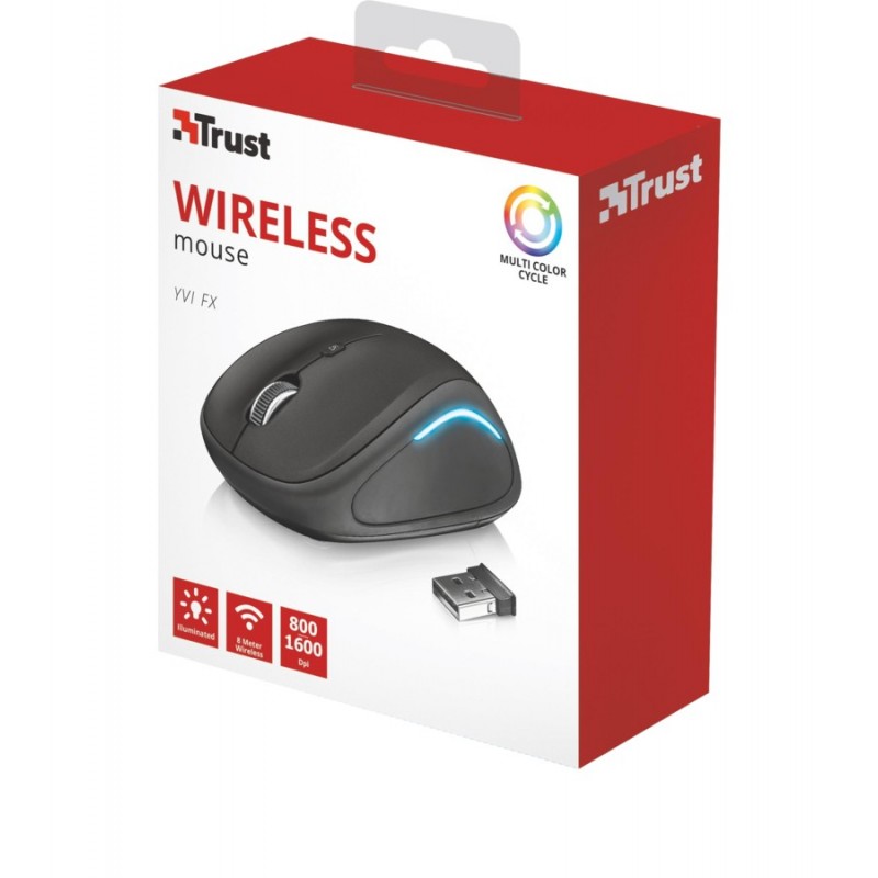 Trust Yvi FX mouse Ambidestro RF Wireless Ottico 1600 DPI