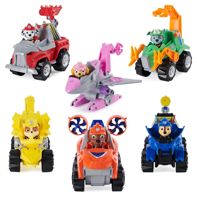 PAW Patrol , Dino Rescue Skye’s Deluxe Rev Up Vehicle with Mystery Dinosaur Figure