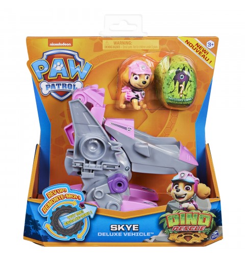 PAW Patrol , Dino Rescue Skye’s Deluxe Rev Up Vehicle with Mystery Dinosaur Figure