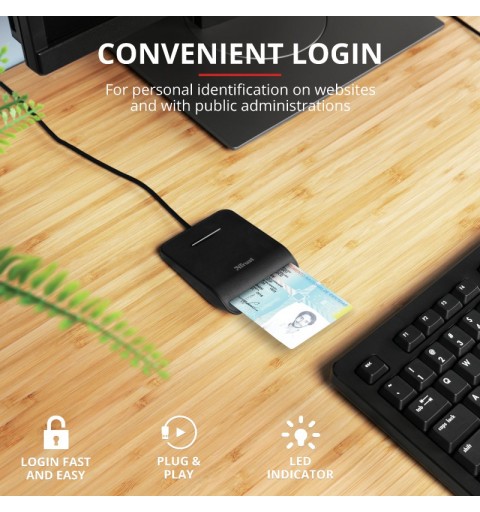 Trust Primo Smart-Card-Lesegerät Indoor CardBus+USB 2.0 Schwarz