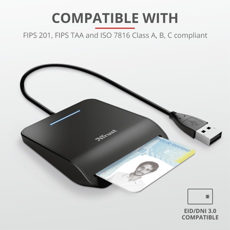Trust Primo Smart-Card-Lesegerät Indoor CardBus+USB 2.0 Schwarz