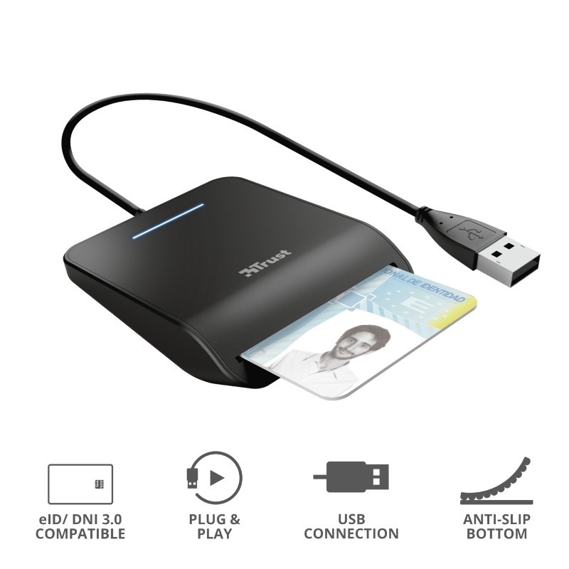 Trust Primo Smart-Card-Lesegerät Indoor CardBus+USB 2.0 Schwarz