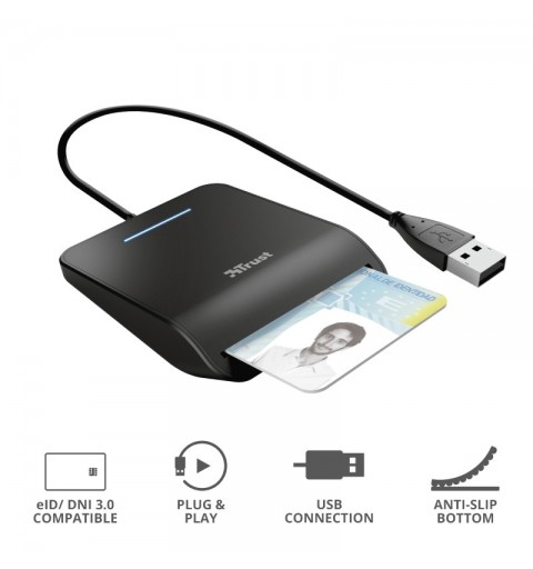 Trust Primo Smart-Card-Lesegerät Indoor CardBus+USB 2.0 Schwarz