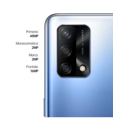 OPPO A74 Smartphone, 175g, Display 6.43" FHD+ AMOLED, 4 Fotocamere 48MP, RAM 6GB ESPANDIBILE FINO A 11GB+ROM 128GB, Batteria