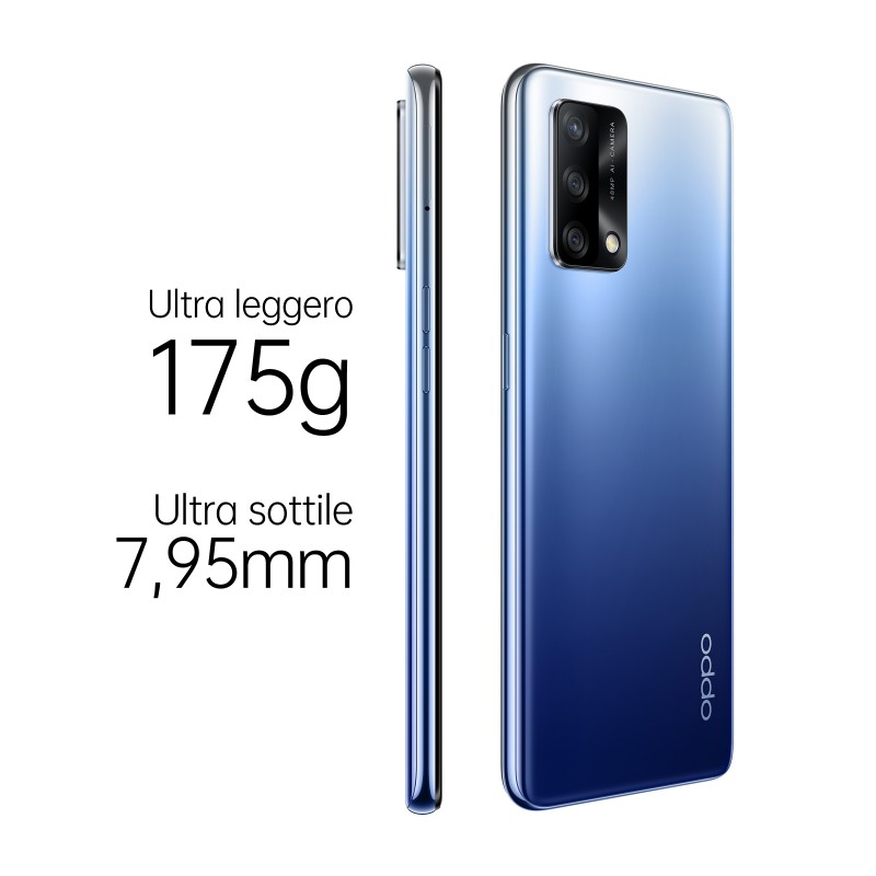 OPPO A74 Smartphone, 175g, Display 6.43" FHD+ AMOLED, 4 Fotocamere 48MP, RAM 6GB ESPANDIBILE FINO A 11GB+ROM 128GB, Batteria