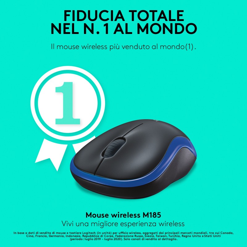 Logitech Wireless Mouse M185 ratón Ambidextro RF inalámbrico Óptico 1000 DPI