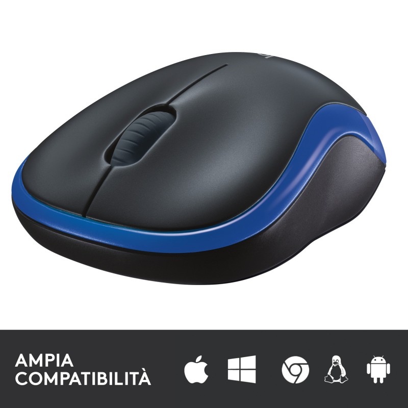 Logitech M185 Mouse Wireless, 2,4 GHz con Mini Ricevitore USB, Durata Batteria di 12 Mesi, Tracciamento Ottico 1000 DPI,