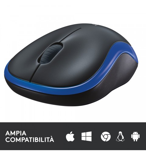 Logitech M185 Mouse Wireless, 2,4 GHz con Mini Ricevitore USB, Durata Batteria di 12 Mesi, Tracciamento Ottico 1000 DPI,