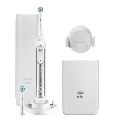 Oral-B Genius 80326257 Elektrische Zahnbürste Erwachsener Rotierende-vibrierende Zahnbürste Silber, Weiß