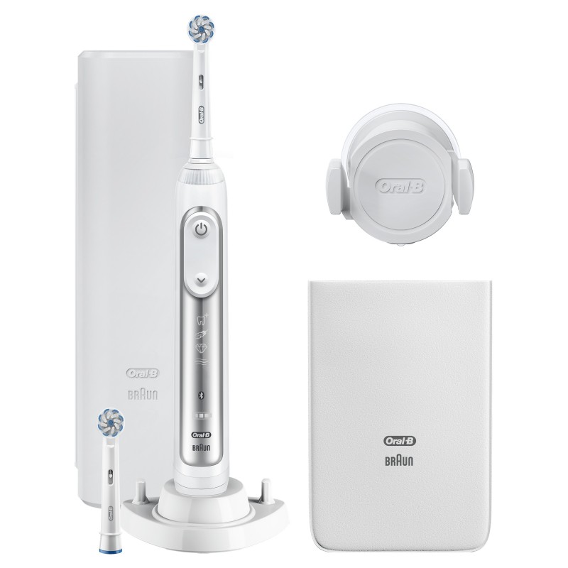 Oral-B Genius 80326257 Elektrische Zahnbürste Erwachsener Rotierende-vibrierende Zahnbürste Silber, Weiß