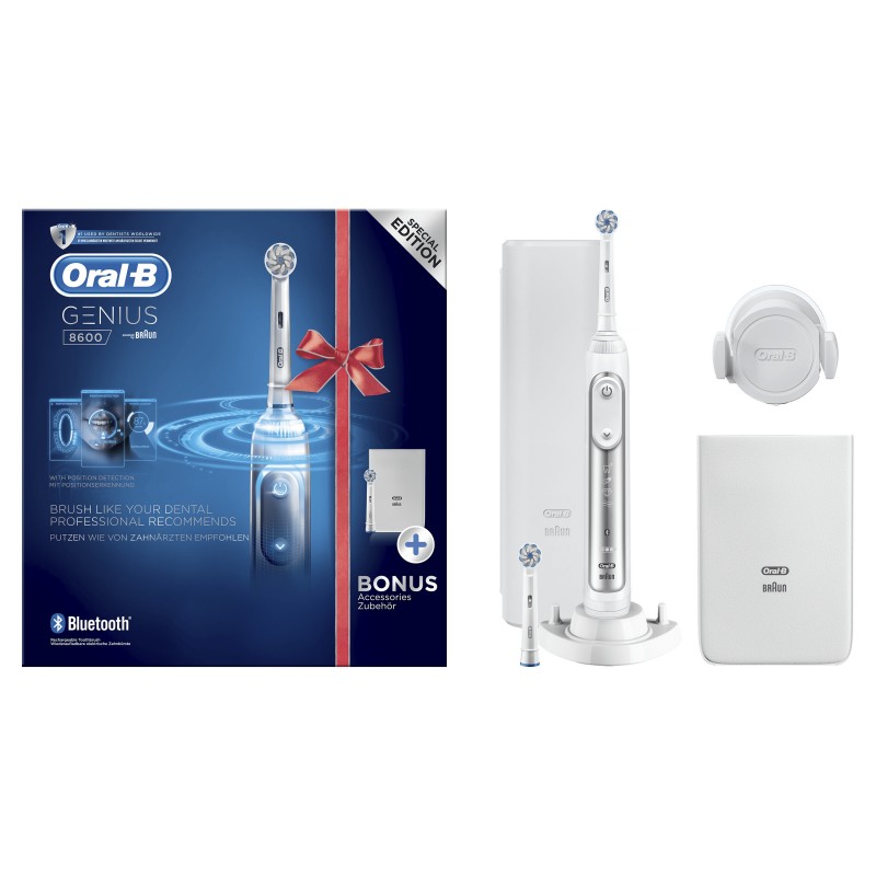 Oral-B Genius 80326257 brosse à dents électrique Adulte Brosse à dents rotative oscillante Argent, Blanc