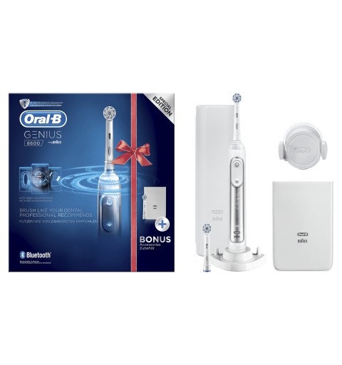 Oral-B Genius 80326257 brosse à dents électrique Adulte Brosse à dents rotative oscillante Argent, Blanc