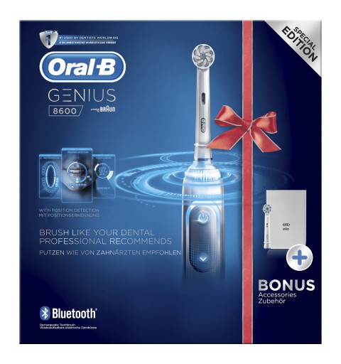 Oral-B Genius 80326257 Elektrische Zahnbürste Erwachsener Rotierende-vibrierende Zahnbürste Silber, Weiß