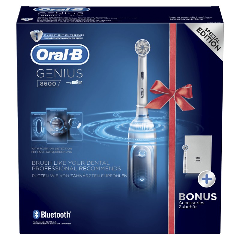 Oral-B Genius 80326257 Elektrische Zahnbürste Erwachsener Rotierende-vibrierende Zahnbürste Silber, Weiß