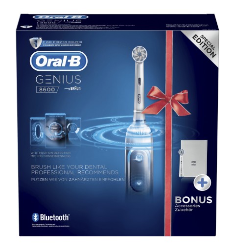 Oral-B Genius 80326257 brosse à dents électrique Adulte Brosse à dents rotative oscillante Argent, Blanc