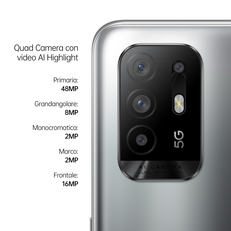 OPPO A94 5G A94 Smartphone 5G, 173g, Display 6.43" FHD+ AMOLED, 4 Fotocamere 48MP, RAM 8GB ESPANDIBILE FINO A 13GB+ROM 128GB,