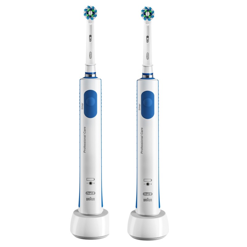 Oral-B PRO 600 Cross Action Erwachsener Rotierende-vibrierende Zahnbürste Blau, Weiß