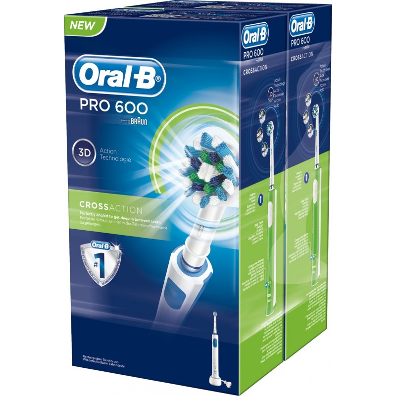 Oral-B PRO 600 Cross Action Adult Rotating-oscillating toothbrush Blue, White