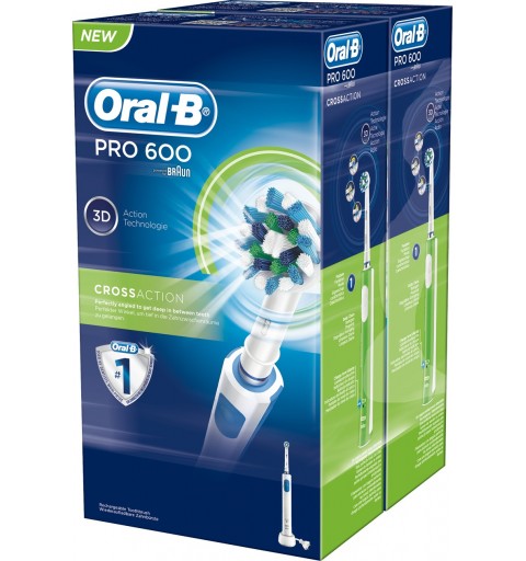 Oral-B PRO 600 Cross Action Adulto BIPACCO 2 Spazzolini - rotante-oscillante Blu, Bianco