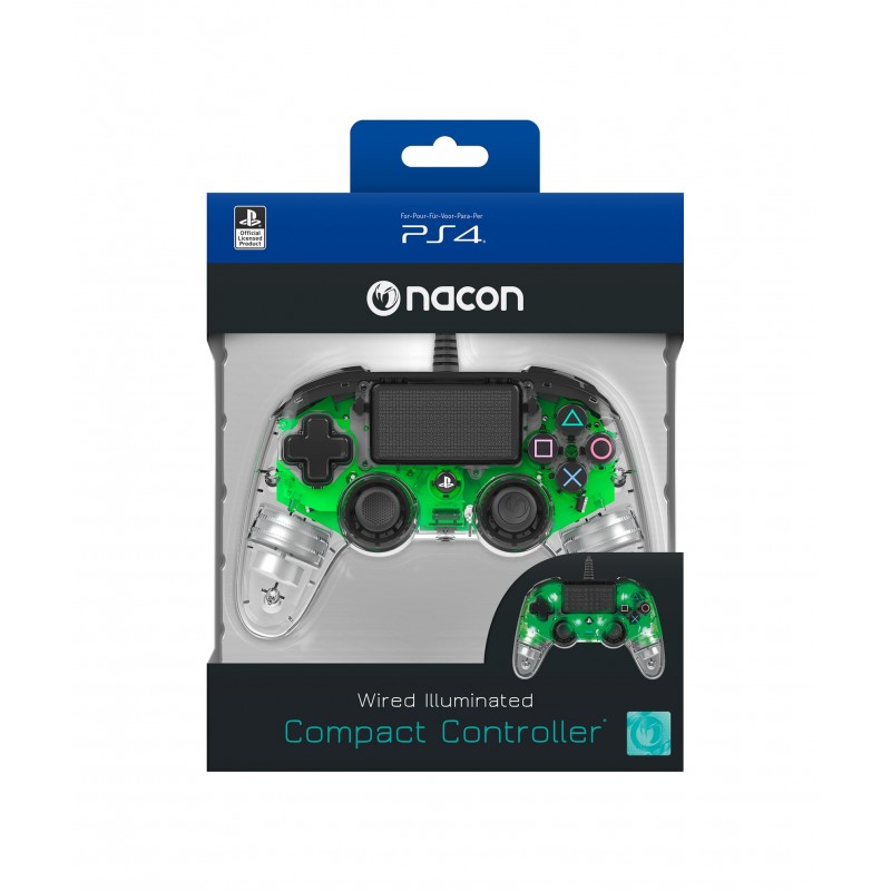 NACON PS4OFCPADCLGREEN mando y volante Verde, Transparente Gamepad Analógico Digital PlayStation 4