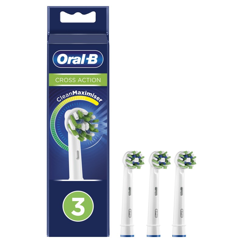 Oral-B CrossAction Testine Di Ricambio Con Tecnologia CleanMaximiser, Confezione Da 3 Pezzi