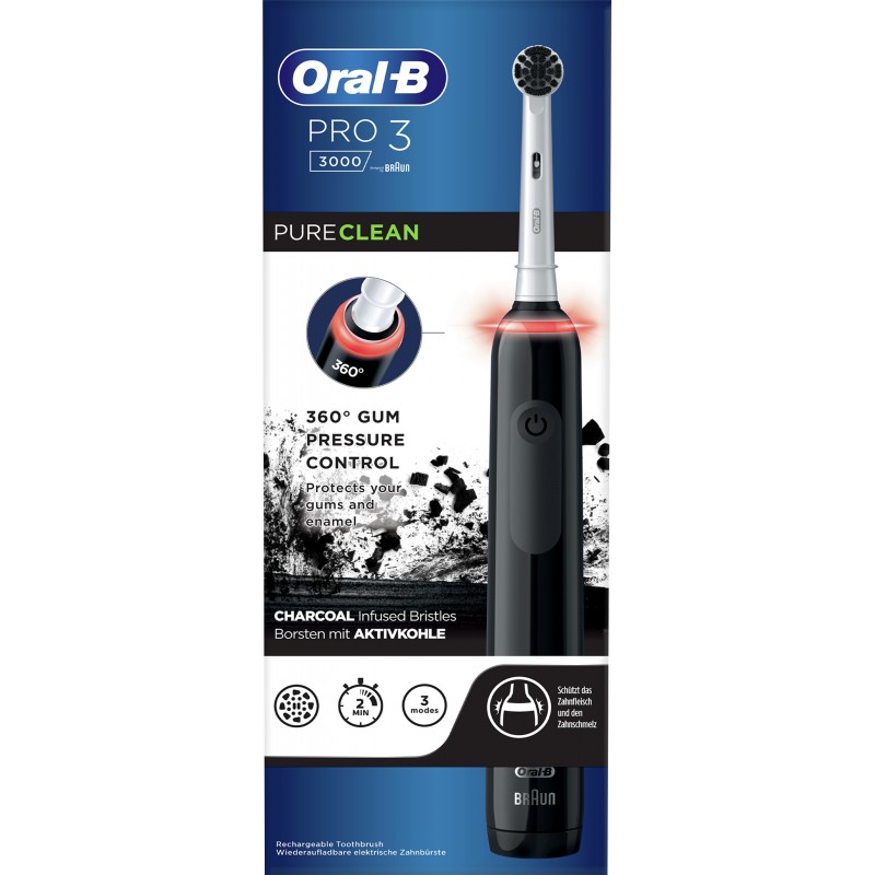 Oral-B Pro 3 80349852 Elektrische Zahnbürste Erwachsener Vibrierende Zahnbürste Schwarz, Weiß