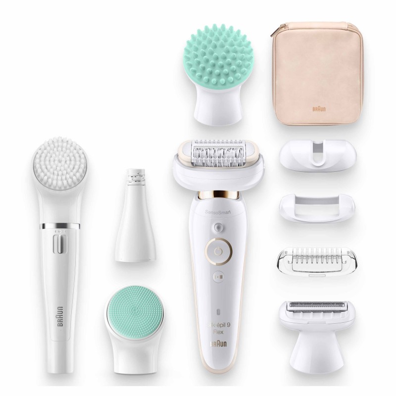 Braun Silk-épil 9 Flex 9-300 Beauty Set - Epilatore Elettrico Donna Bianco Oro Con Testina Flessibile Per Un’Epilazione Più