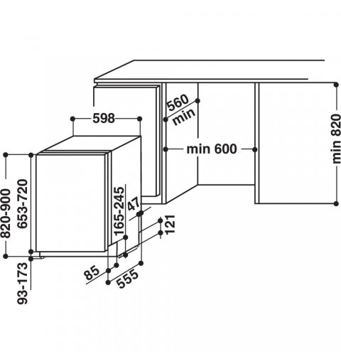 Whirlpool WIC 3C26 F Semi built-in 14 place settings E