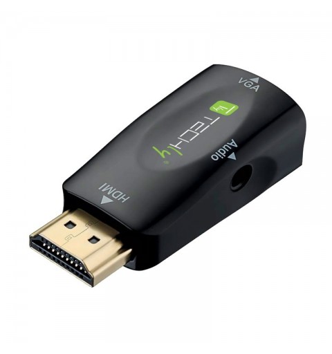 Techly IDATA HDMI-VGA2MABT cambiador de género para cable VGA, 3.5 mm Negro