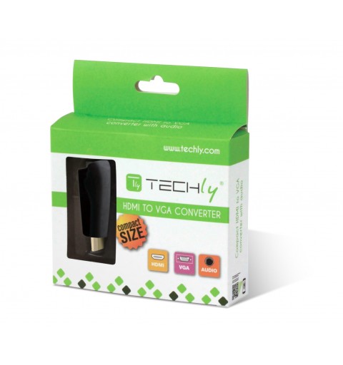 Techly IDATA HDMI-VGA2MABT cambiador de género para cable VGA, 3.5 mm Negro