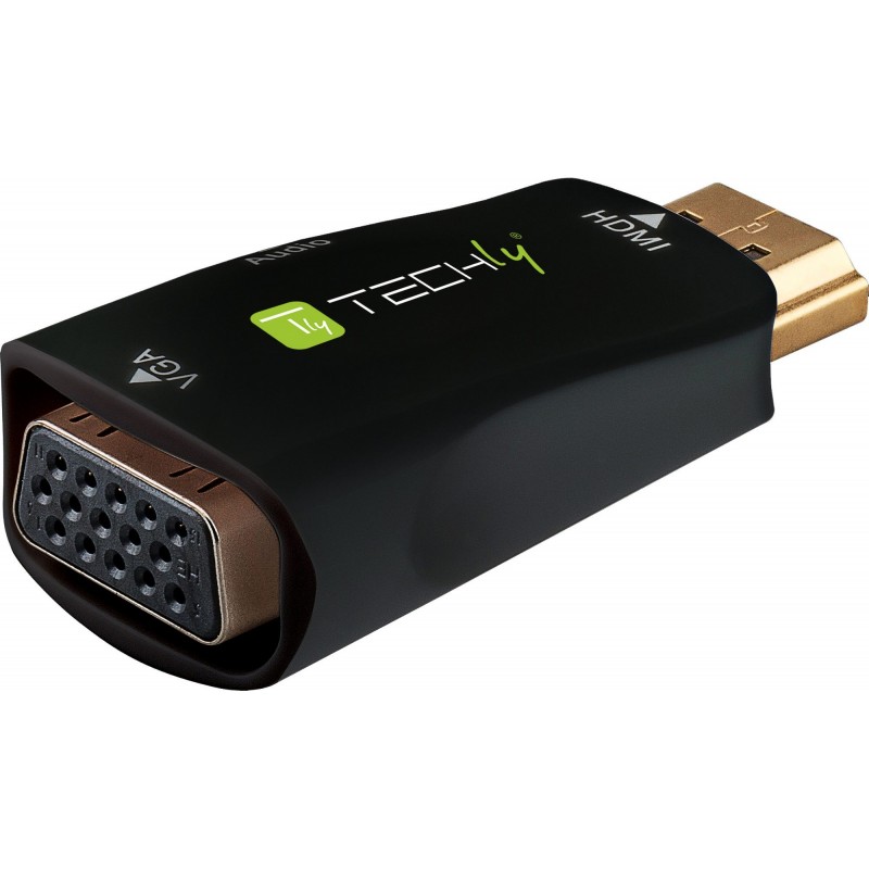 Techly IDATA HDMI-VGA2MABT cambiador de género para cable VGA, 3.5 mm Negro