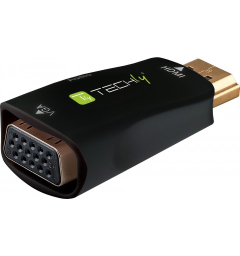 Techly IDATA HDMI-VGA2MABT cambiador de género para cable VGA, 3.5 mm Negro