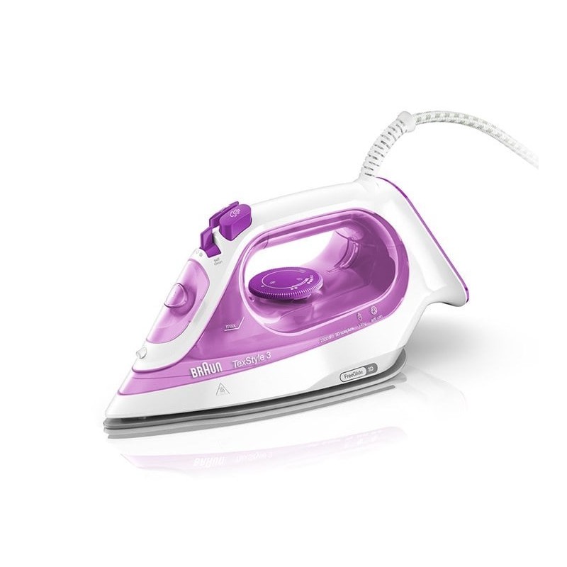 Braun TexStyle 3 SI 3030 Ferro da stiro a secco e a vapore Piastra in ceramica Ultra Glide 2300 W Rosa