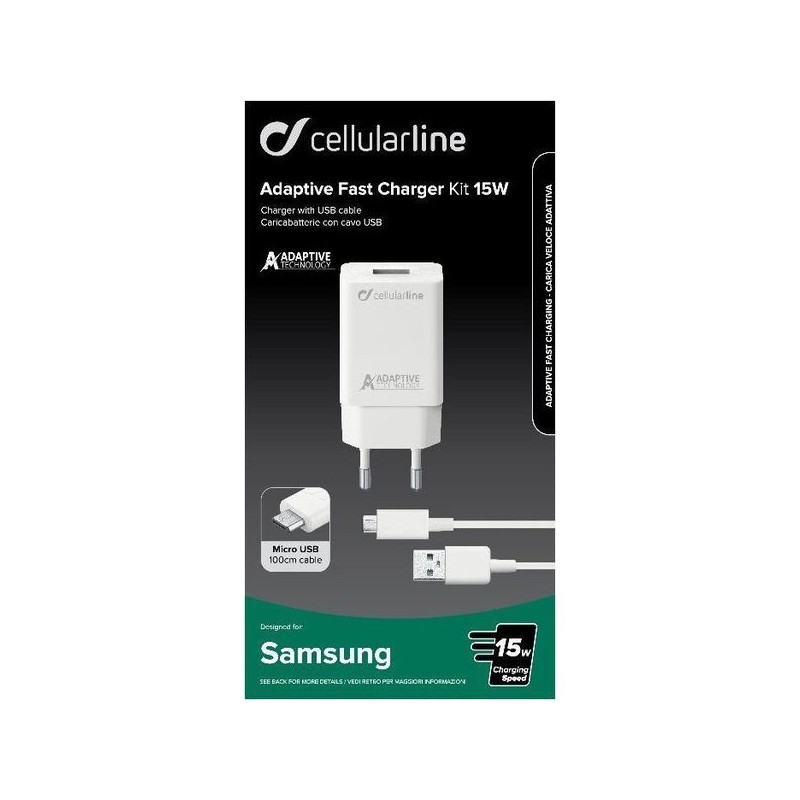 Cellularline Adaptive Fast Charger Kit 15W Bianco