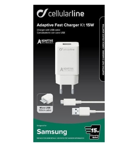 Cellularline ACHSMKIT15WMUSBW chargeur d'appareils mobiles Blanc Intérieure