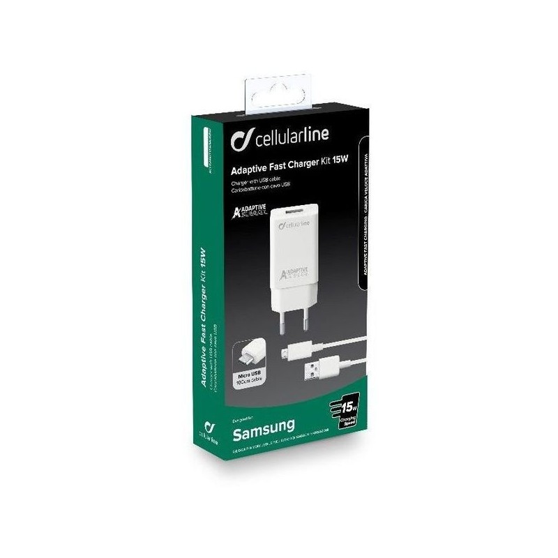 Cellularline ACHSMKIT15WMUSBW chargeur d'appareils mobiles Blanc Intérieure