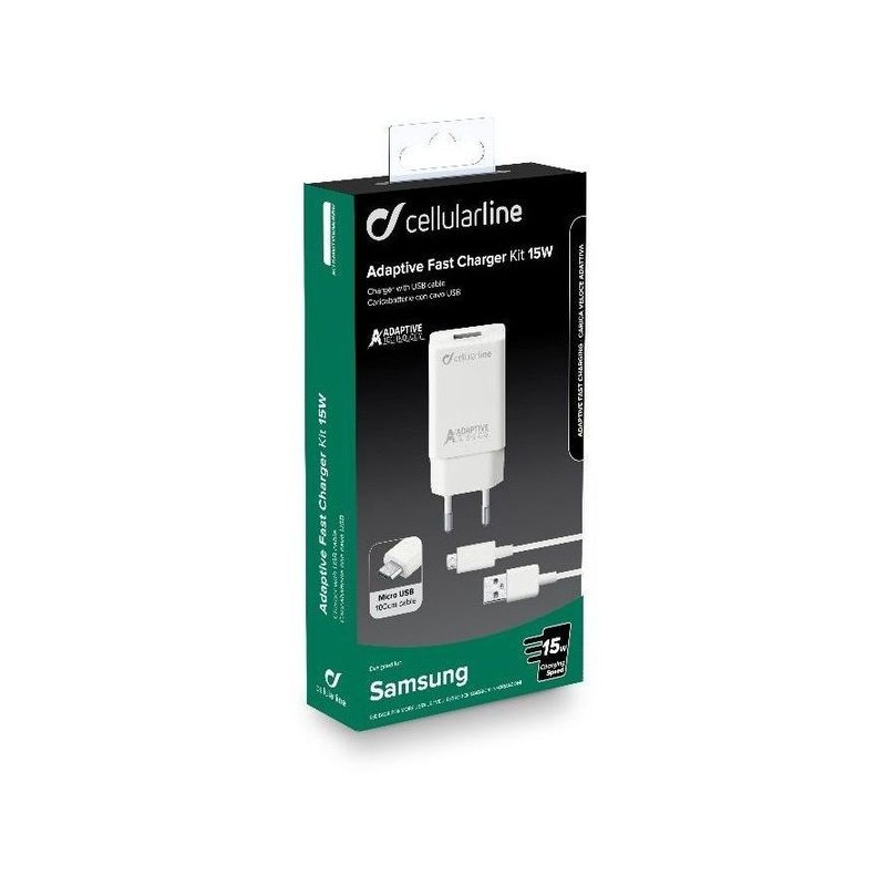 Cellularline Adaptive Fast Charger Kit 15W Bianco