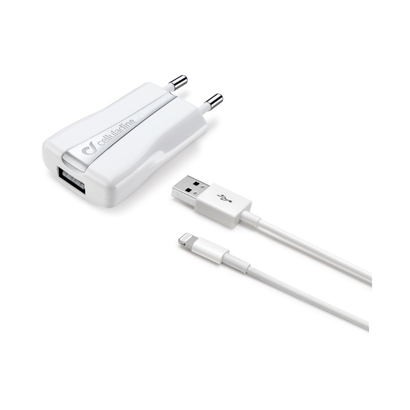 Cellularline USB Charger Kit - Lightning Cavo e caricabatterie 5W in un'unica soluzione Bianco