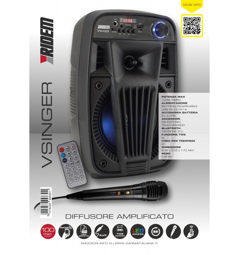 Karma Italiana V Singer Freistehende Lautsprecheranlage 12 W Schwarz