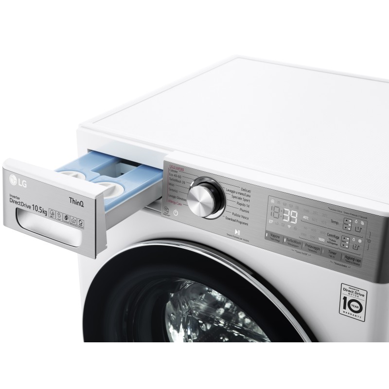 LG F6WV910P2EA machine à laver Charge avant 10,5 kg 1600 tr min A Blanc