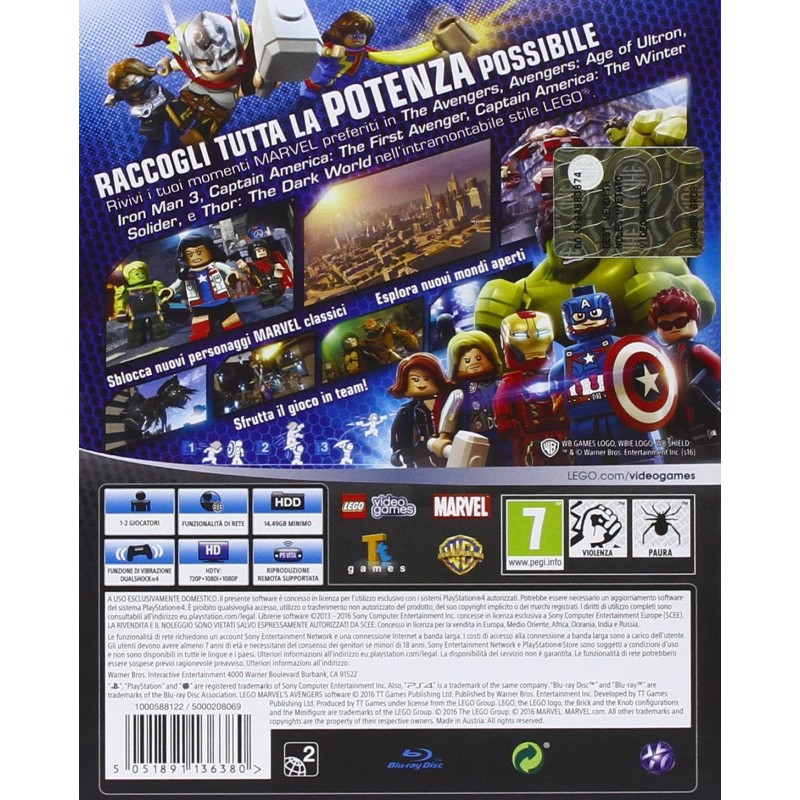 Warner Bros Lego Marvel's Avengers, PS4 Estándar Inglés, Italiano PlayStation 4