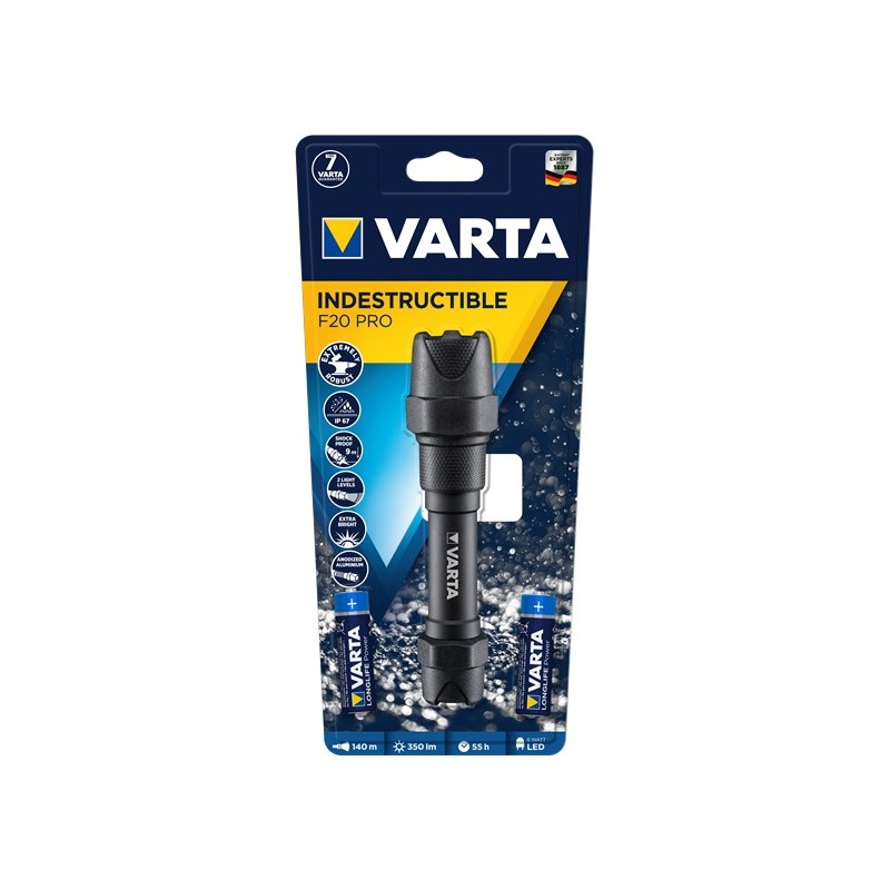 Varta INDESTRUCTIBLE F20 PRO Negro Linterna de mano LED