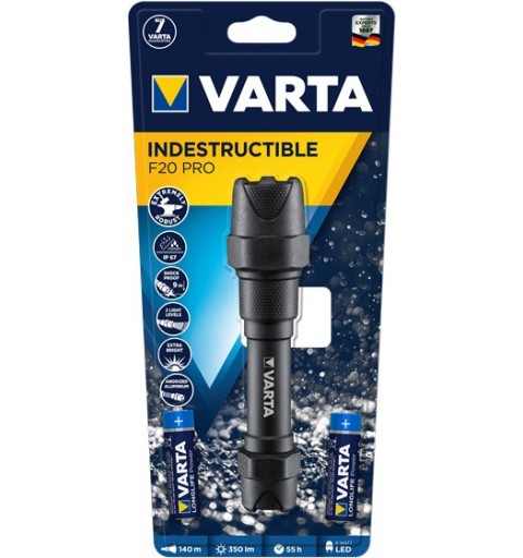 Varta INDESTRUCTIBLE F20 PRO Negro Linterna de mano LED