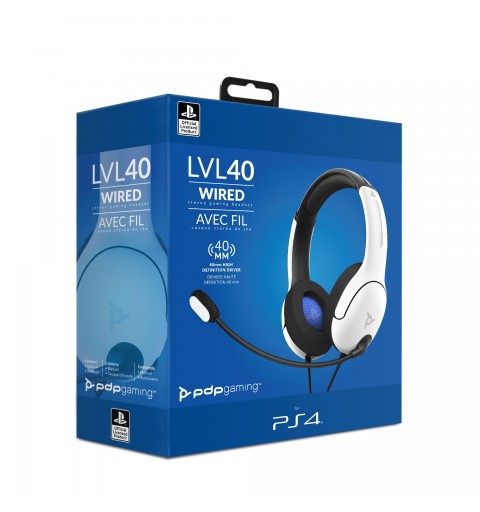 PDP LVL40 Kopfhörer Verkabelt Kopfband Gaming Weiß