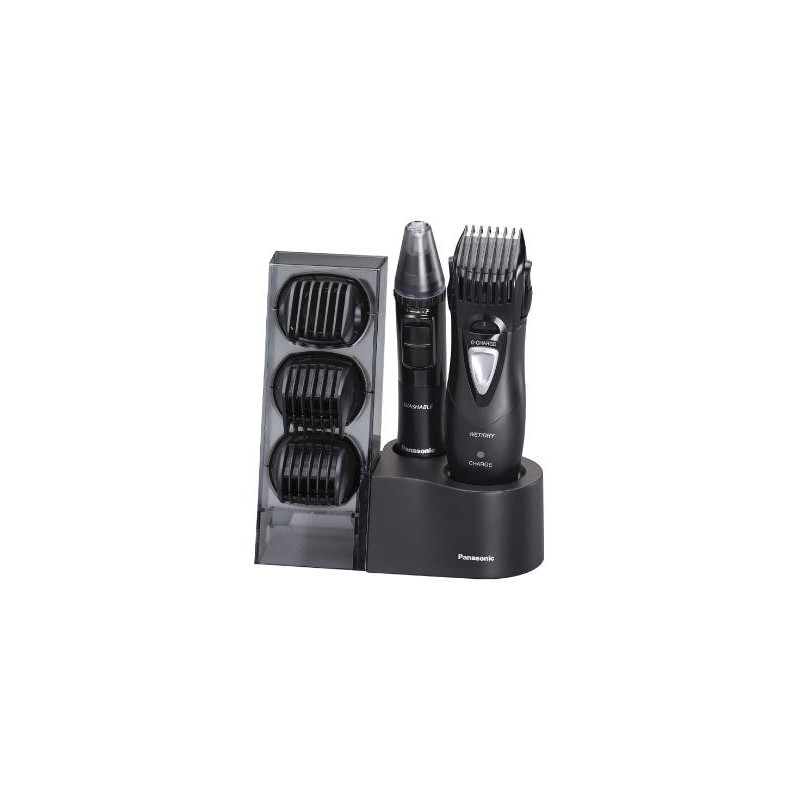 Panasonic ER-GY10, Kit multigrooming per barba, capelli e corpo, 4 pettini accessori, Wet&Dry, Nero Silver