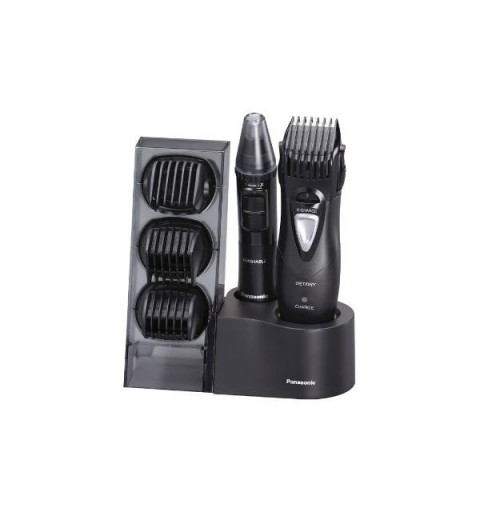 Panasonic ER-GY10, Kit multigrooming per barba, capelli e corpo, 4 pettini accessori, Wet&Dry, Nero Silver