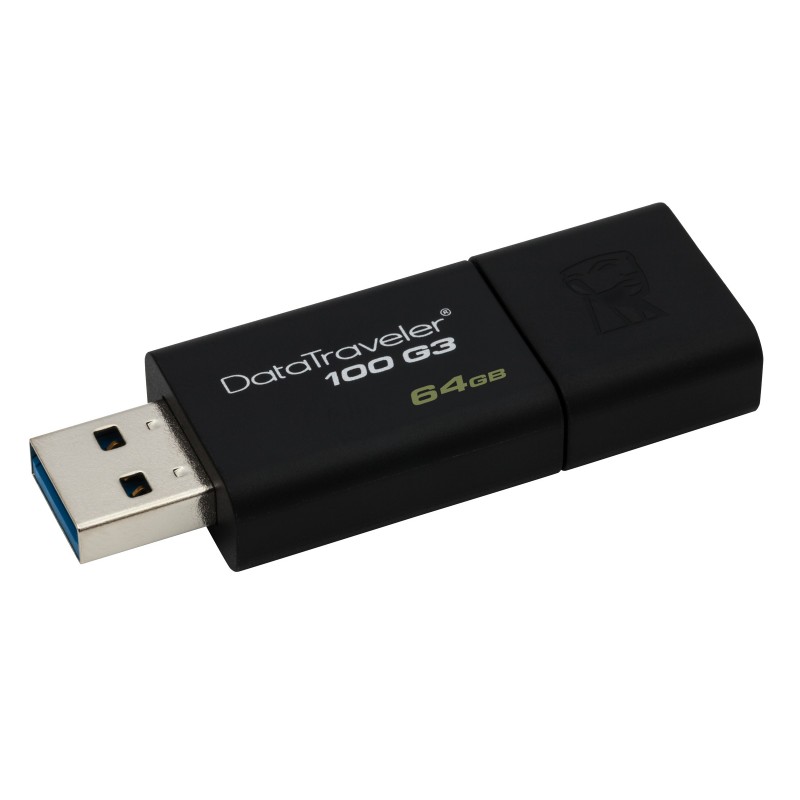 Kingston Technology DataTraveler 100 G3 lecteur USB flash 64 Go USB Type-A 3.2 Gen 1 (3.1 Gen 1) Noir