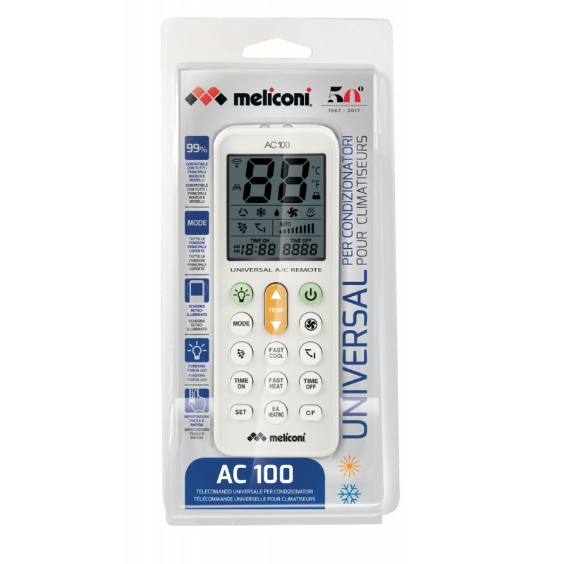 Meliconi AC 100 mando a distancia RF inalámbrico Aire Acondicionado Botones